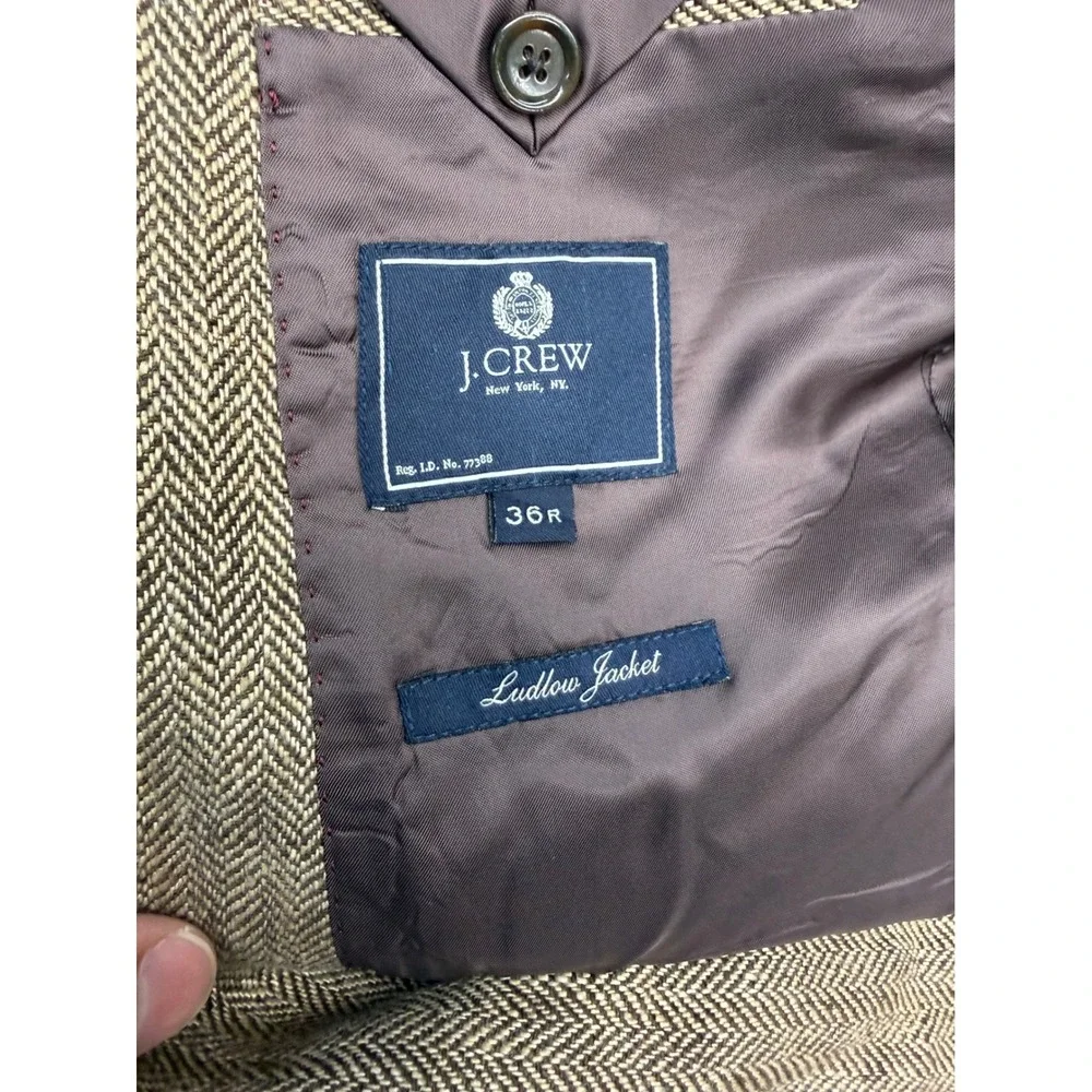 J.Crew Ludlow Jacket 36R Mens Brown Herringbone 100% Linen Blazer 12940 SP10